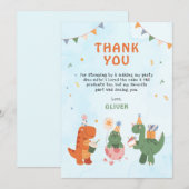 leuke dinosaurus 4e verjaardag bedankkaartjes bedankkaart (Voorkant / Achterkant)