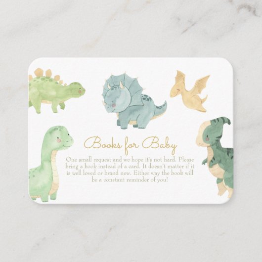 Leuke Dinosaurus Baby shower Boeken voor Baby Informatiekaartje (Voorkant)