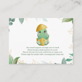 Leuke Dinosaurus Baby shower Jongens Boek Informatiekaartje (Voorkant)