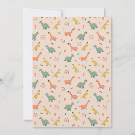 Leuke dinosaurus Baby shower meisjes dank u Bedankkaart (Achterkant)