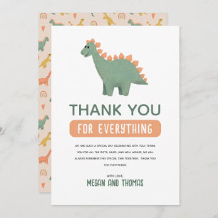Leuke dinosaurus Baby shower meisjes dank u Bedankkaart