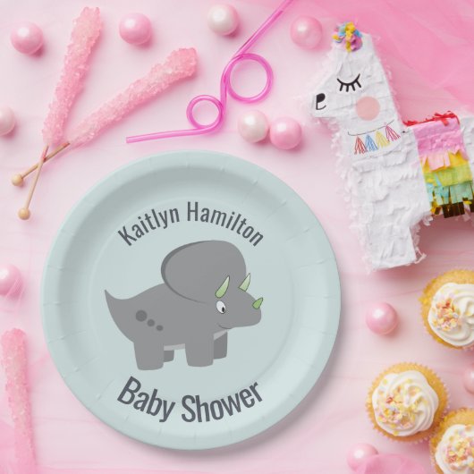 Leuke dinosaurus | Baby shower om de nieuwe moeder Papieren Bordje (Feest)