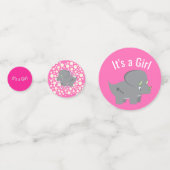 Leuke dinosaurus | Baby shower roze Confetti (Achterkanten)