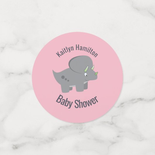 Leuke dinosaurus | Baby shower roze Confetti (Kleine voorkant)