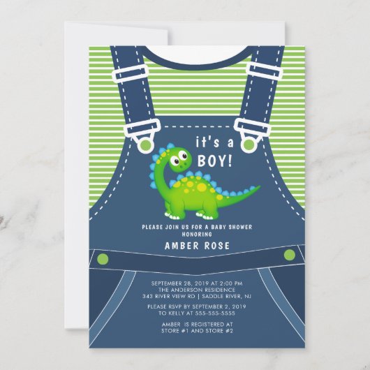 Leuke dinosaurus Baby shower uitnodiging (Voorkant)