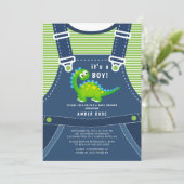 Leuke dinosaurus Baby shower uitnodiging (Staand voorkant)