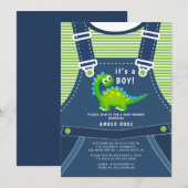 Leuke dinosaurus Baby shower uitnodiging (Voorkant / Achterkant)