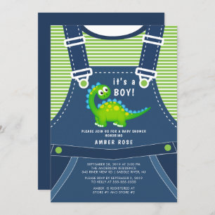 Leuke dinosaurus Baby shower uitnodiging