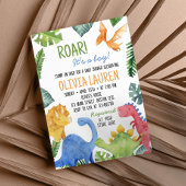 Leuke dinosaurus Baby shower uitnodiging