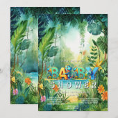 Leuke dinosaurus Baby shower uitnodiging (Voorkant / Achterkant)