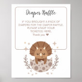 Leuke dinosaurus Boho Baby shower Luier Raffle Tek Poster (Voorkant)
