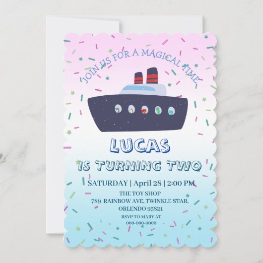 Leuke dinosaurus boot cruise Verjaardagsfeestje DI Kaart (Voorkant)