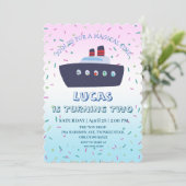 Leuke dinosaurus boot cruise Verjaardagsfeestje DI Kaart (Staand voorkant)