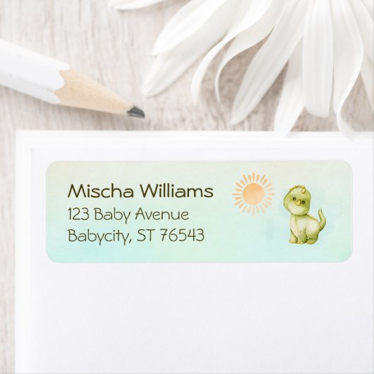 Leuke Dinosaurus Boys Baby shower retouradres Etiket (Insitu)