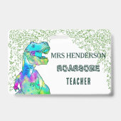 Leuke dinosaurus Brullende schooljuf naam Badge (Voorzijde)