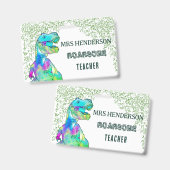 Leuke dinosaurus Brullende schooljuf naam Badge (Voor- en achterkant)