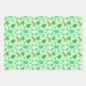 Leuke dinosaurus cadeauverpakking in drie kleuren inpakpapier vel (Voorkant)