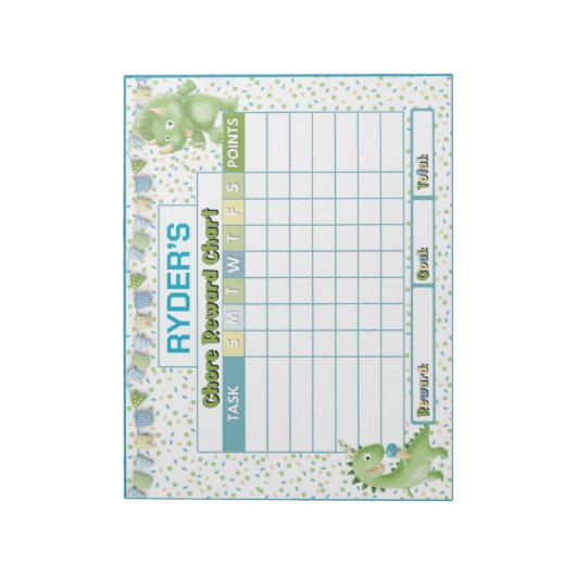 Leuke Dinosaurus Chore Reward Chart Gepersonalisee Notitieblok (Linkerzijde)