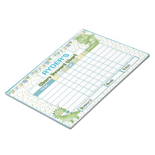 Leuke Dinosaurus Chore Reward Chart Gepersonalisee Notitieblok (Schuin)