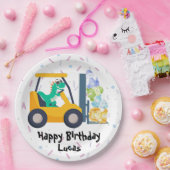 Leuke dinosaurus constructie Truck jongen B2S Verj Papieren Bordje (Feest)