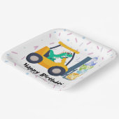 Leuke dinosaurus constructie Truck jongen B2S Verj Papieren Bordje (Gebogen)