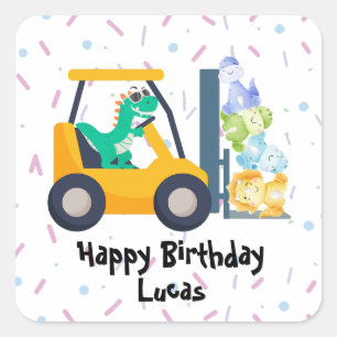 Leuke dinosaurus constructie Truck jongen B2S Verj Vierkante Sticker