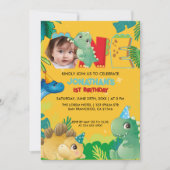 Leuke dinosaurus Dino Party Eerste Verjaardag Kleu Kaart (Voorkant)