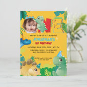 Leuke dinosaurus Dino Party Eerste Verjaardag Kleu Kaart (Staand voorkant)