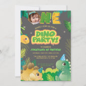 Leuke dinosaurus Dino Party Eerste Verjaardag Kleu Kaart (Voorkant)