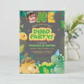 Leuke dinosaurus Dino Party Eerste Verjaardag Kleu Kaart (Staand voorkant)