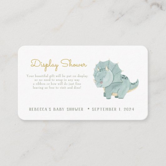 Leuke dinosaurus display douche informatiekaartje (Voorkant)