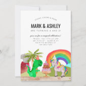 Leuke dinosaurus eenhoorn cake kaars gezamenlijke  kaart (Voorkant)