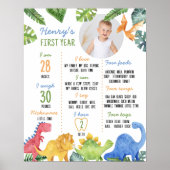 Leuke dinosaurus eerste verjaardag mijlpaal teken poster (Voorkant)