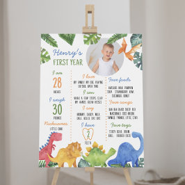 Leuke dinosaurus eerste verjaardag mijlpaal teken poster