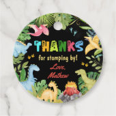 Leuke dinosaurus eerste verjaardagsfeestje bedankjes labels (Voorkant)