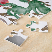 Leuke Dinosaurus En Uitbarstende Vulkanen Puzzel (Zijkant)