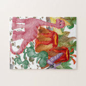 Leuke Dinosaurus En Uitbarstende Vulkanen Puzzel (Horizontaal)