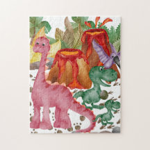 Leuke Dinosaurus En Uitbarstende Vulkanen Puzzel