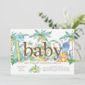 Leuke dinosaurus Genderneutrale Baby shower Uitnod Kaart (Staand voorkant)