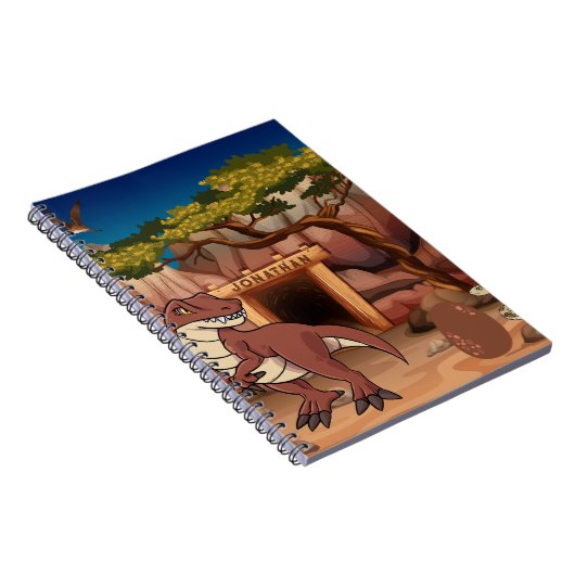 Leuke dinosaurus gepersonaliseerde cartoon voor ki notitieboek (Rechterzijde)