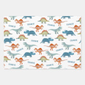 Leuke dinosaurus gepersonaliseerde naam inpakpapier vel (Voorkant 2)