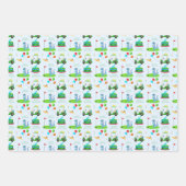 Leuke dinosaurus golfthema Kinder Happy Birthday Inpakpapier Vel (Voorkant)