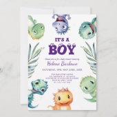 Leuke dinosaurus Het is een jongen Baby shower Kaart (Voorkant)