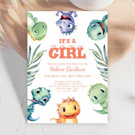 Leuke dinosaurus Het is een meisje Baby shower Kaart