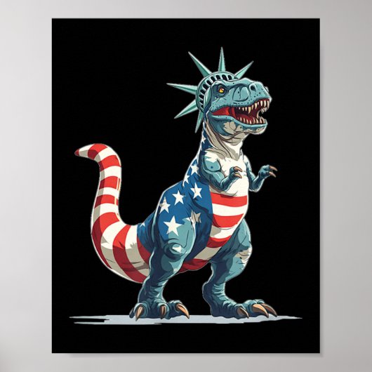 Leuke dinosaurus in Vrijheidsbeeld voor Amerikaans Poster (Voorkant)