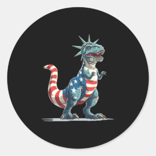 Leuke dinosaurus in Vrijheidsbeeld voor Amerikaans Ronde Sticker