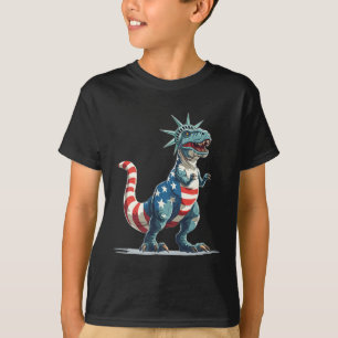 Leuke dinosaurus in Vrijheidsbeeld voor Amerikaans T-shirt
