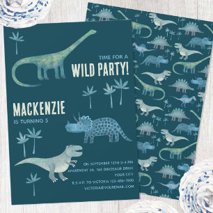Leuke dinosaurus jongens kinderverjaardagsfeest ui kaart