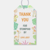 Leuke Dinosaurus Jungle Verjaardagsfeestje Bedankt Cadeaulabel (Voorkant)
