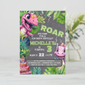 Leuke Dinosaurus Kids Verjaardag Dino Chalkboard B Kaart (Staand voorkant)